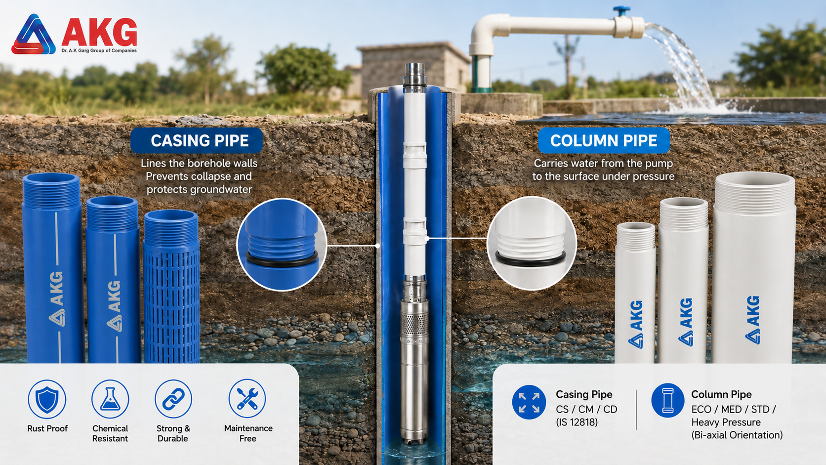 Borewell Column Pipe vs Casing Pipe: What Is the Difference?
